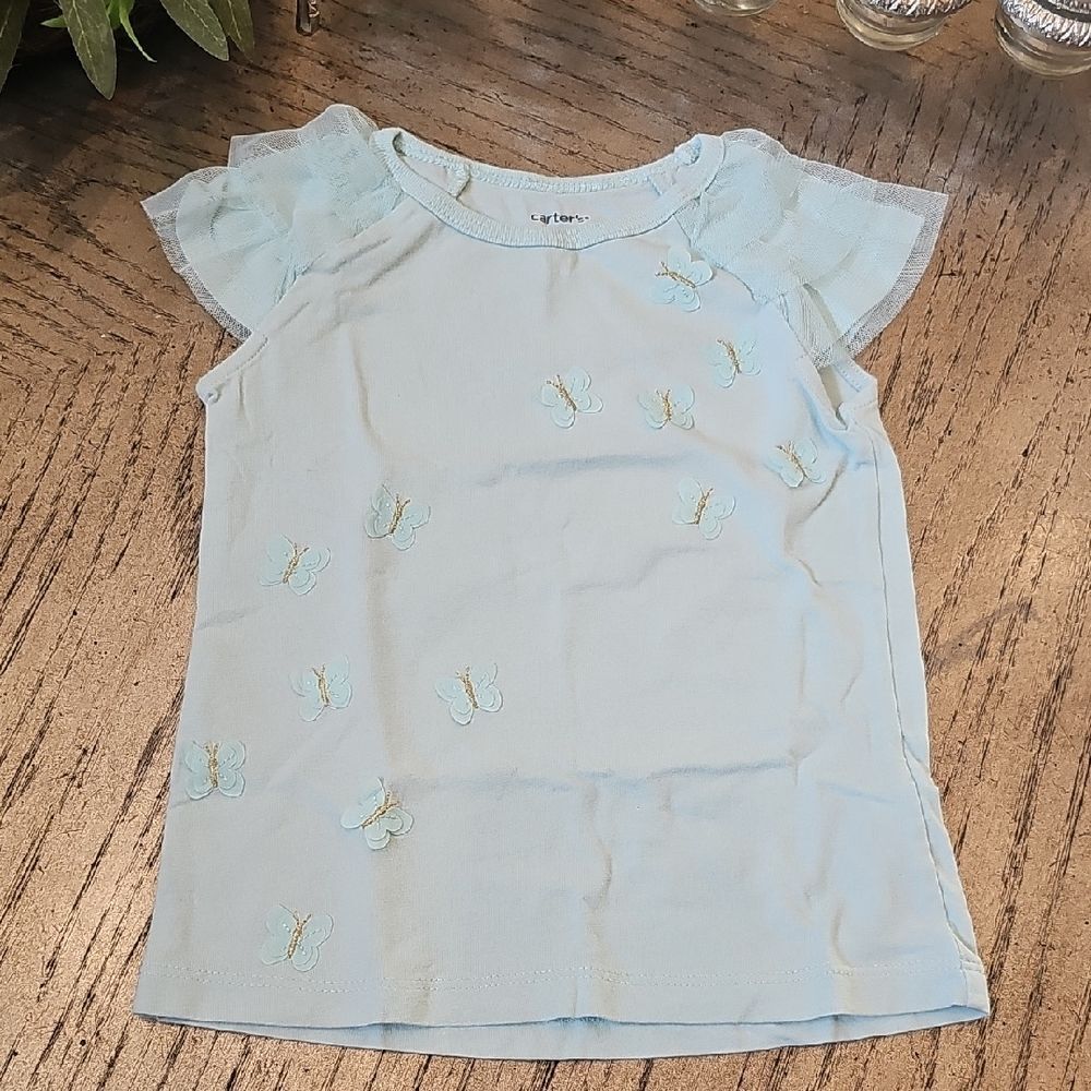 Light Blue Kids Top with Butterfly Design 3T
